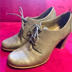 Ecco Oxford Lace Up Heels Gray/Blue Boots Womens Size 40